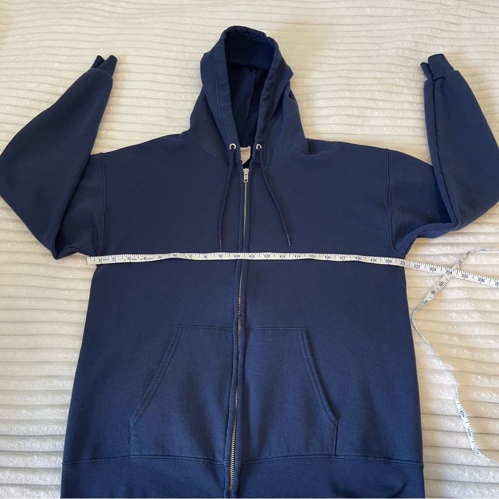 Hanes Eco Smart Navy Blue Men's Medium Zip Up Hoodie Jacket Classic Lightweight - Picture 9 of 13
